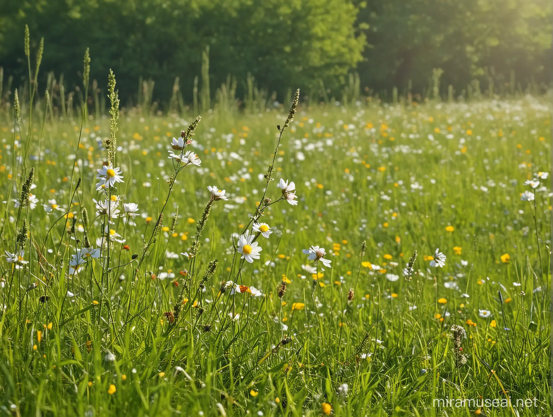 Joyful Family Outing in a Vibrant Spring Meadow