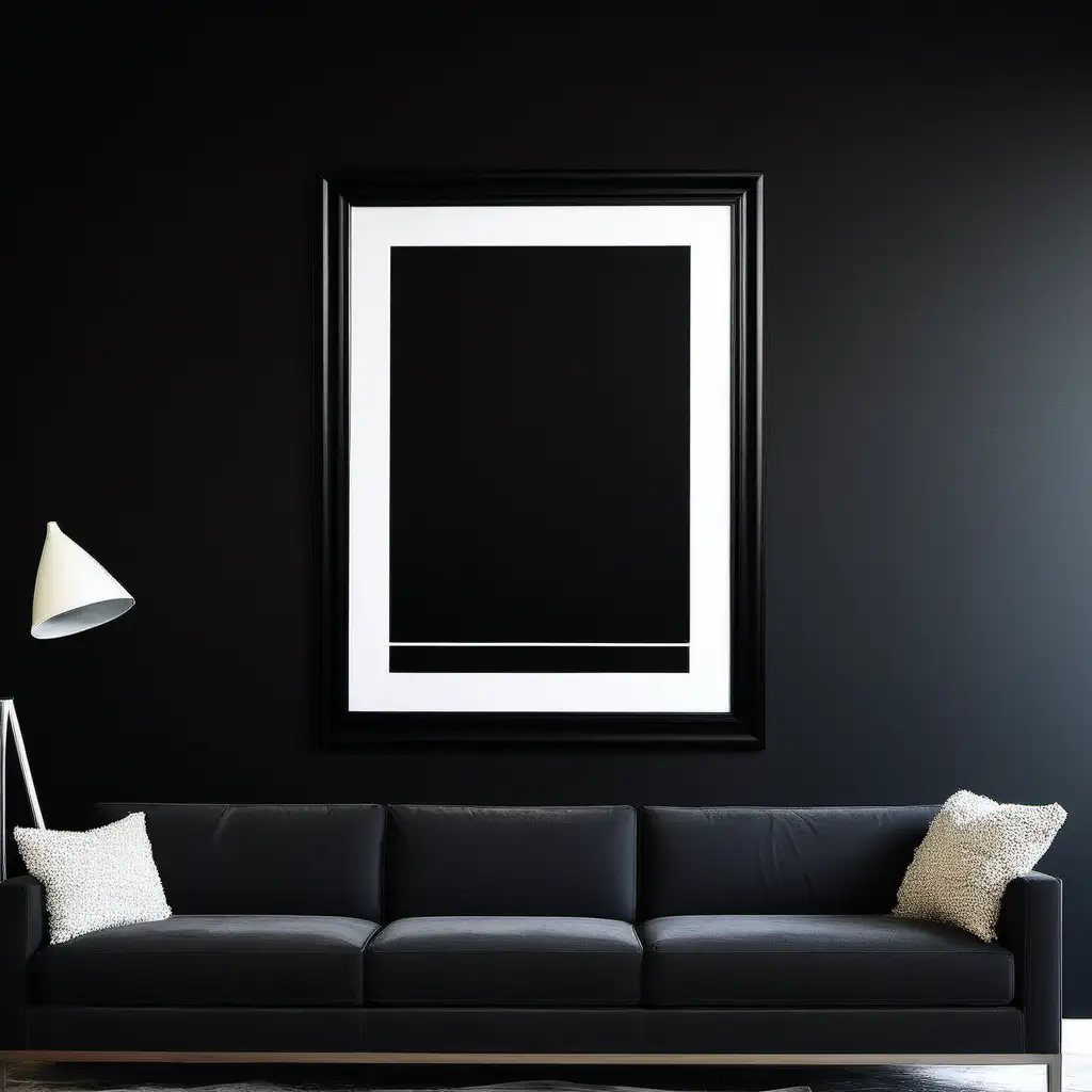 Contemporary Black Frame Art on Stylish Black Wall