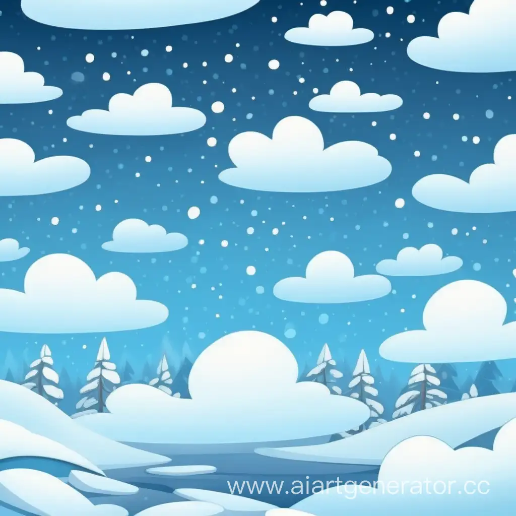 Cheerful-Snowman-and-Friends-on-Winter-Cartoon-Sky-Background