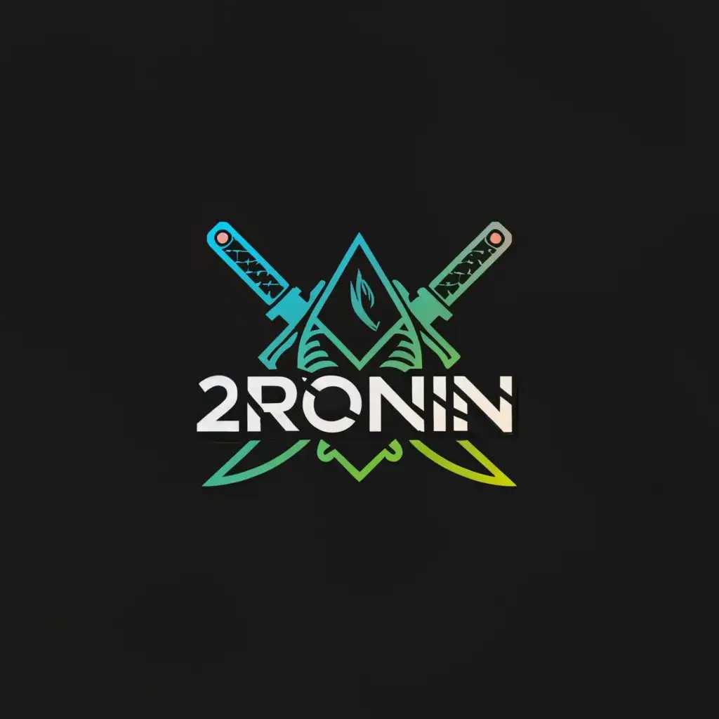 a logo design,with the text "2  RONIN", main symbol:Kunai, leaf, sound, dj, edm, rave, music, anime, bass, ,Moderate,be used in Entertainment industry,clear background