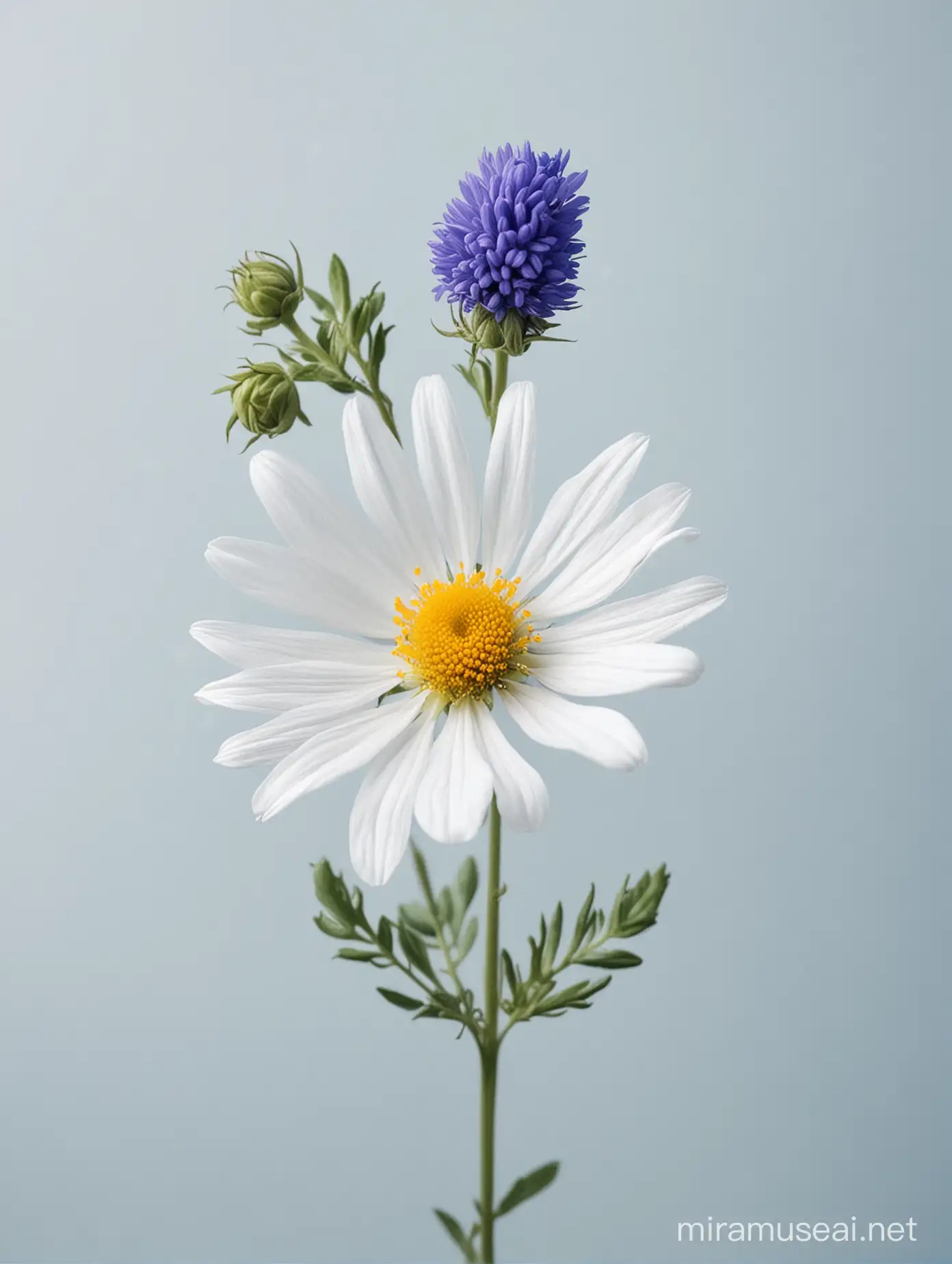 Wild Blue and White Flowers on Natural Background