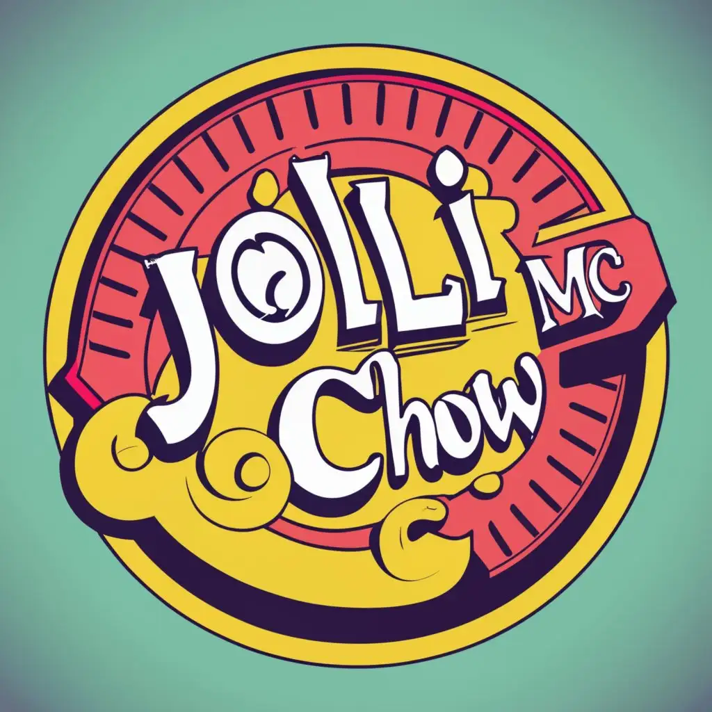 logo, red and yellow themed circle logo, with the text "Jolli Mc Chow", typography, be used in Restaurant industry