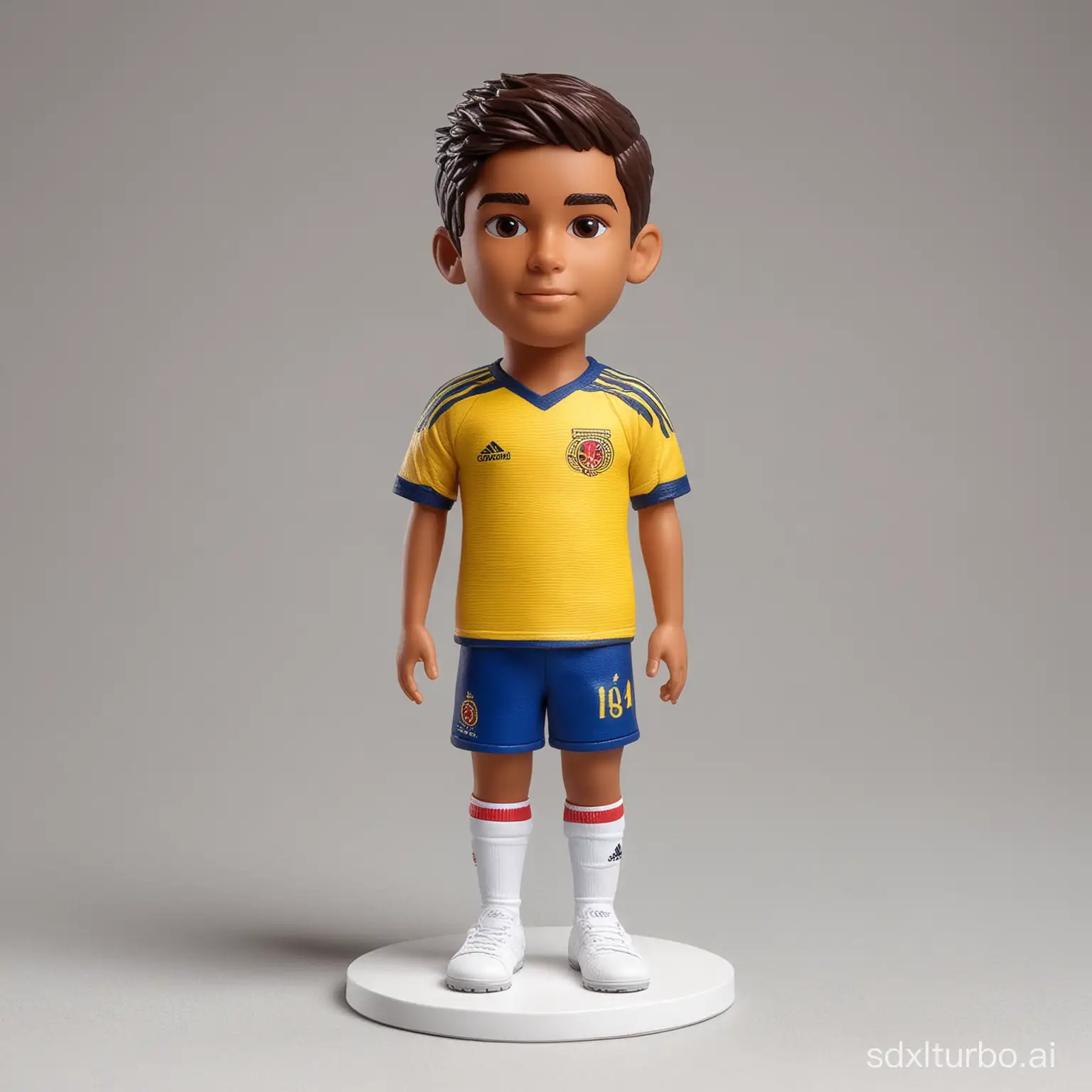 You can create a display with a boy wearing a football shirt from Colombia