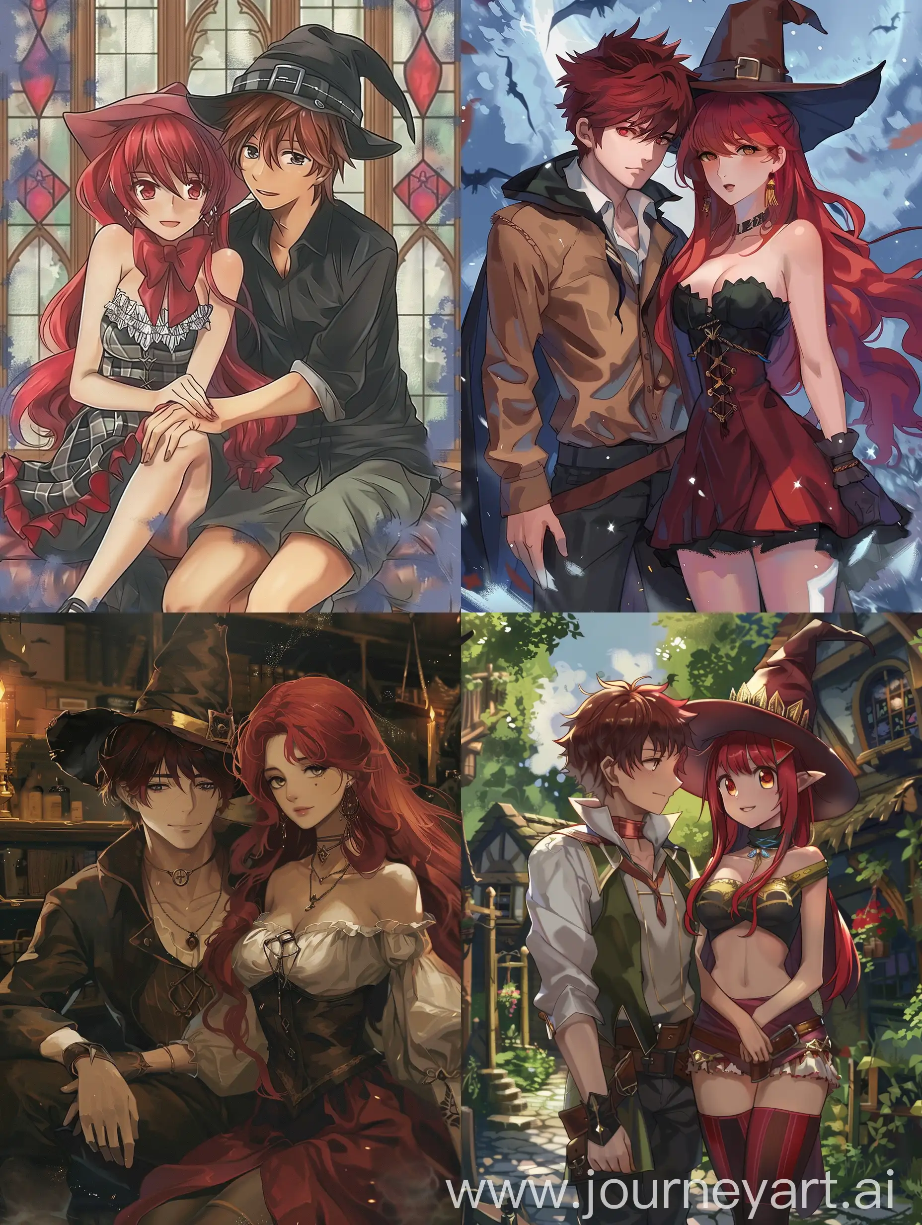 Fantasy-RedHaired-Witch-and-Brunette-Guy-at-Magic-Academy
