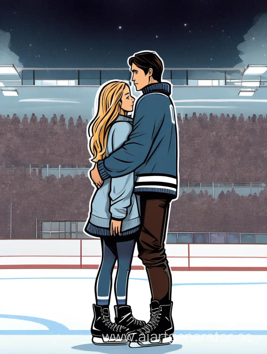 University-Love-at-Rusin-Hockey-Arena-Couple-Embracing-with-Tenderness