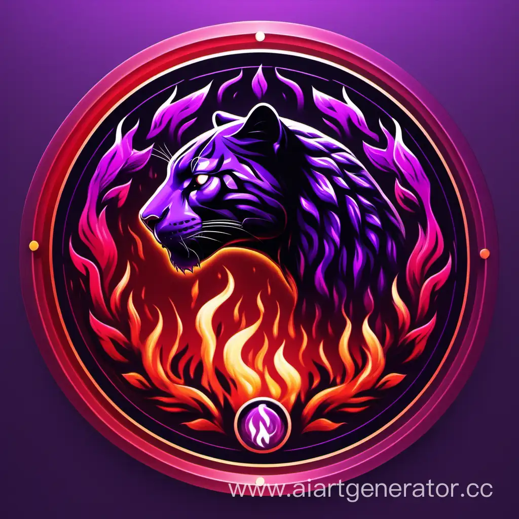 Fiery-Panther-Circle-Icon-Dynamic-Purple-and-Red-Flames