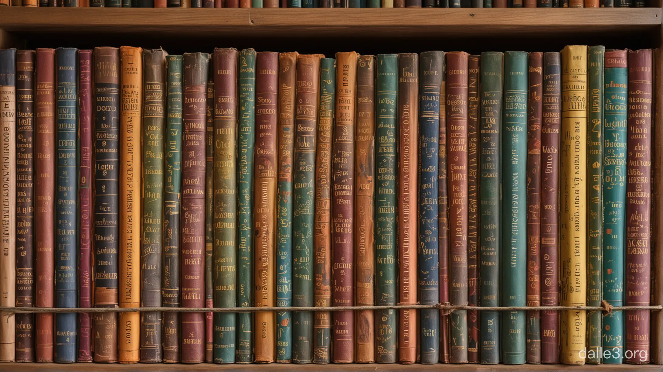 a bookshelf with real booknames, something old, classic book spines, colorful, psychedelic colors, carl jung, alice in wonderland