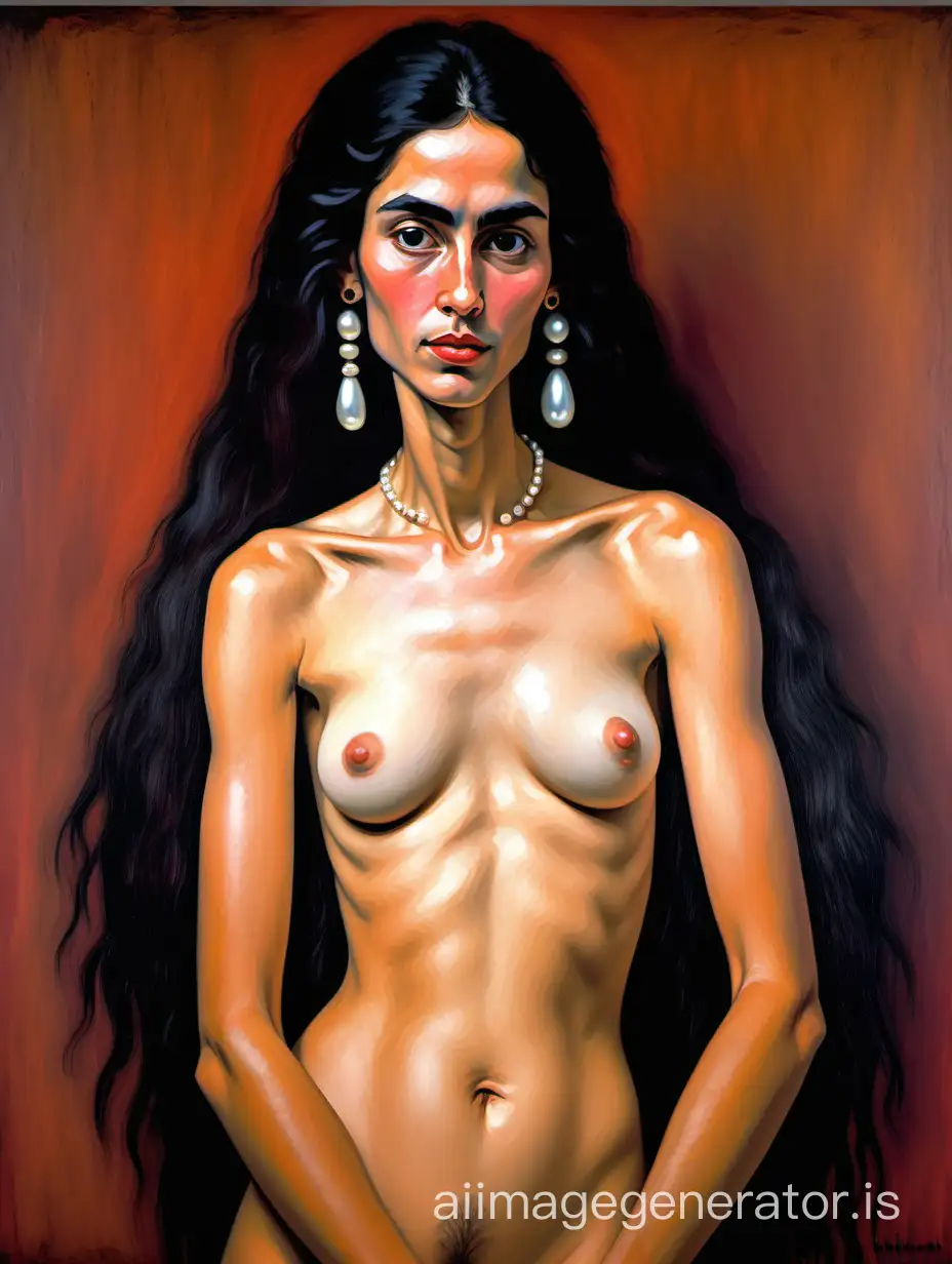 Modigliani Oil Painting Nude Mexican Princess with Pearl Earrings | AI  Image Generator