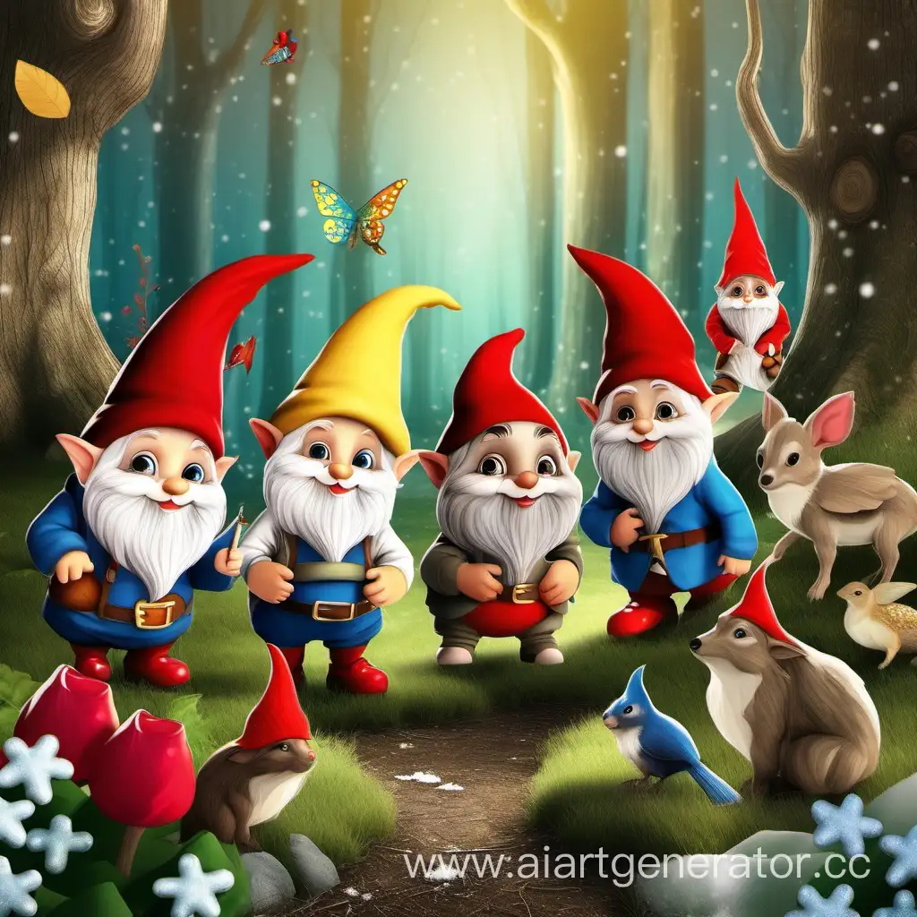 Enchanted-Forest-Scene-Fairy-Tale-Animals-and-Gnomes-with-Snow-White