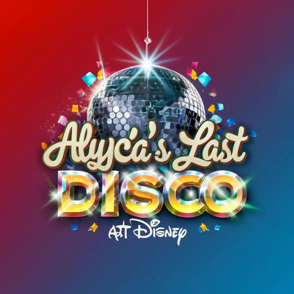 a logo design,with the text "Alycia's Last Disco at Disney", main symbol:Discoball in a classic Mickey Mouse shape,Moderate,clear background