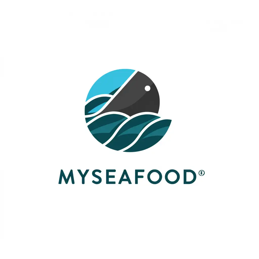 a logo design,with the text "Myseafood", main symbol:The logo should be related to seafood and technology,Minimalistic,clear background