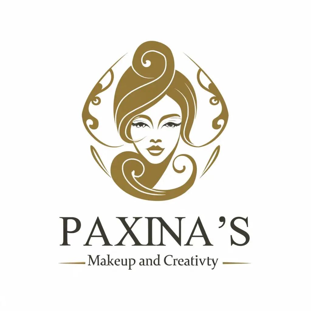 a logo design,with the text "Paxina's Makeup And Creativity", main symbol:Lady,complex,be used in Internet industry,clear background