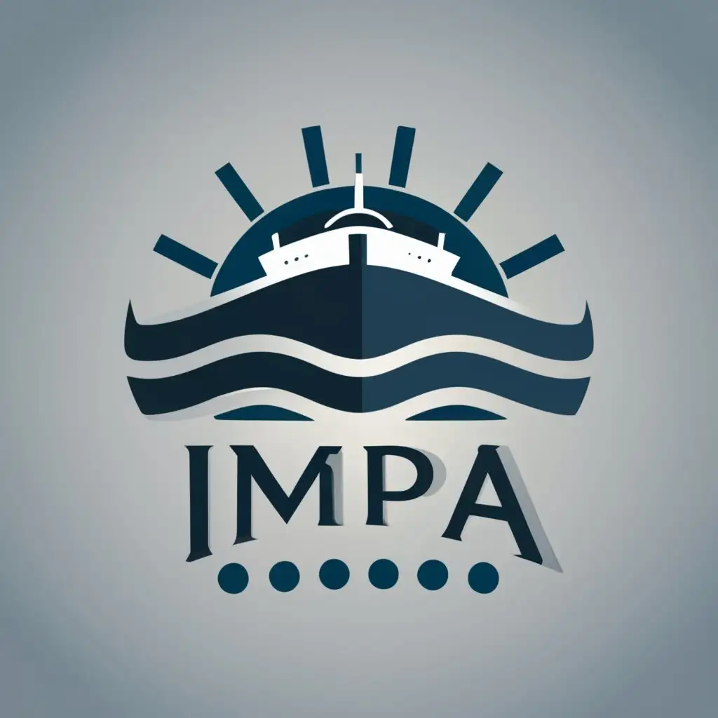 logo, ship provision maritime marine combine with logo name, with the text "impa", typography