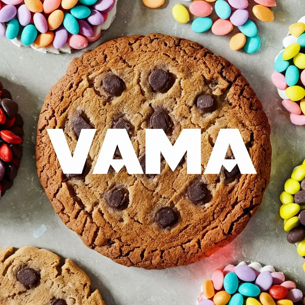 logo, cookies, candies, with the text "vama", typography, be used in Retail industry