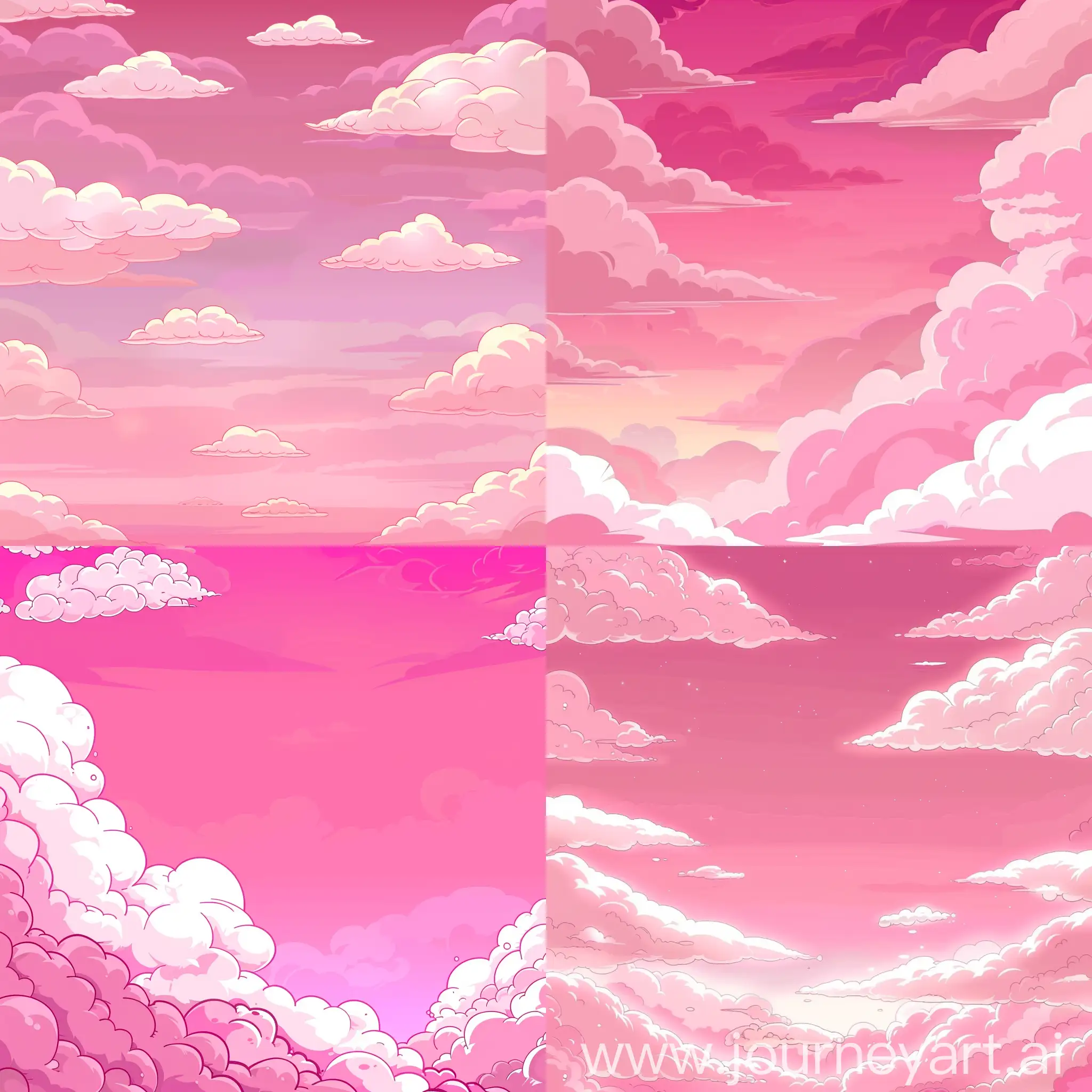 Cartoon-Pink-Sky-with-Glowing-White-Clouds