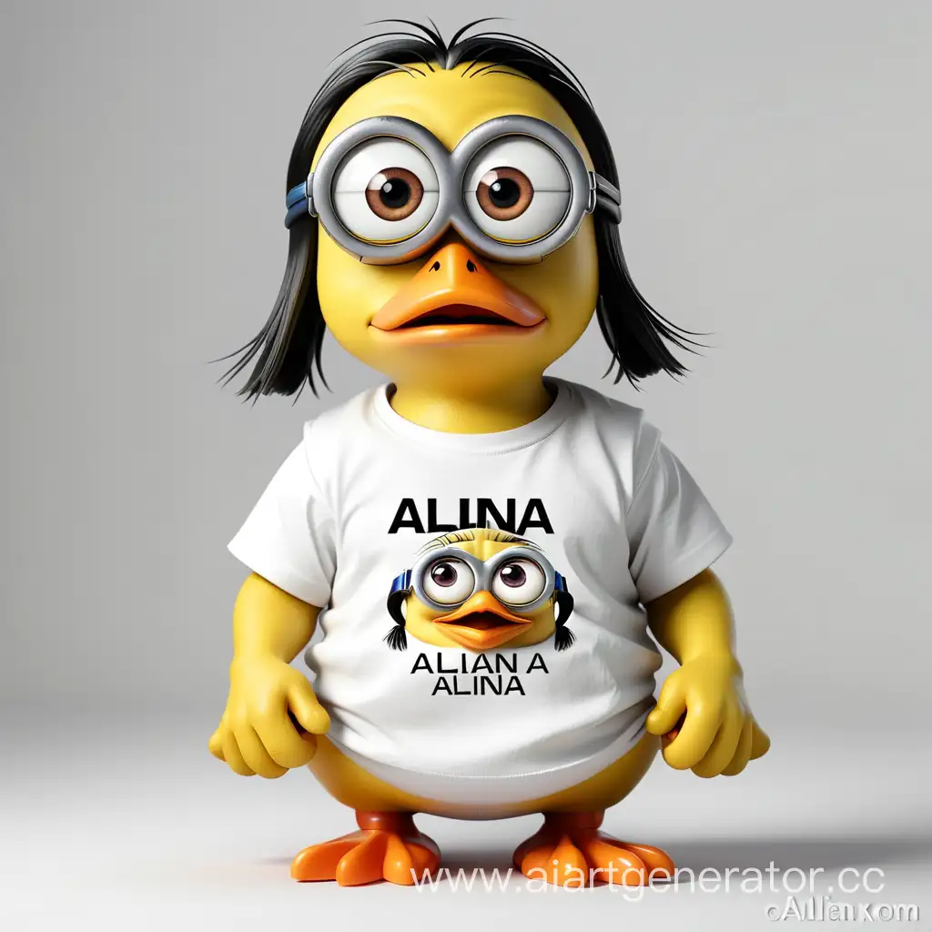 Adorable-Minion-Duck-in-White-TShirt-with-Alina-Inscription