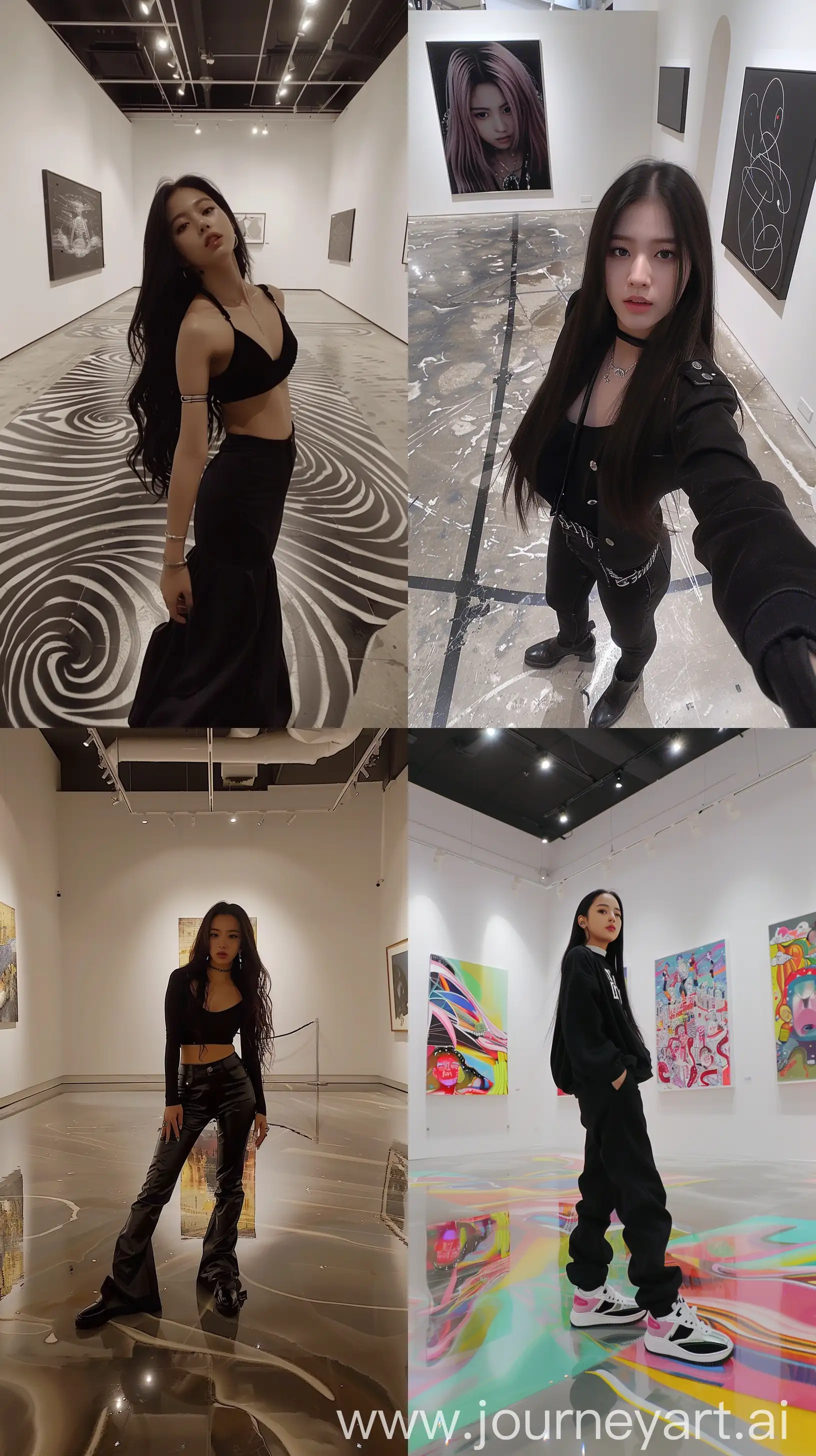 Fashionable-Jennie-Posing-in-Art-Gallery-Selfie