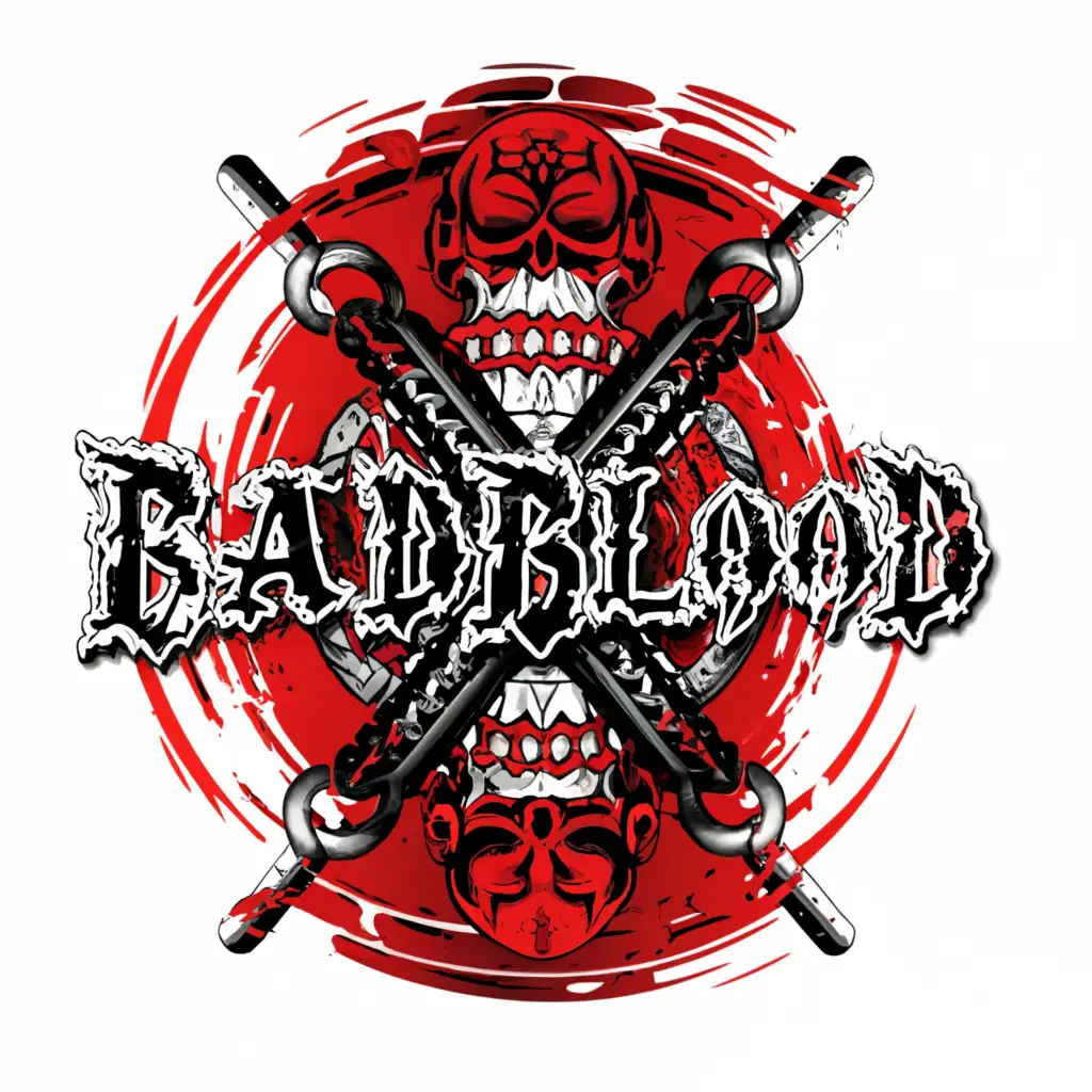 a logo design,with the text 'Bad Blood', main symbol:Wrestling ppv cover for the second biggest show for hardcore,complex,be used in Entertainment industry,clear background