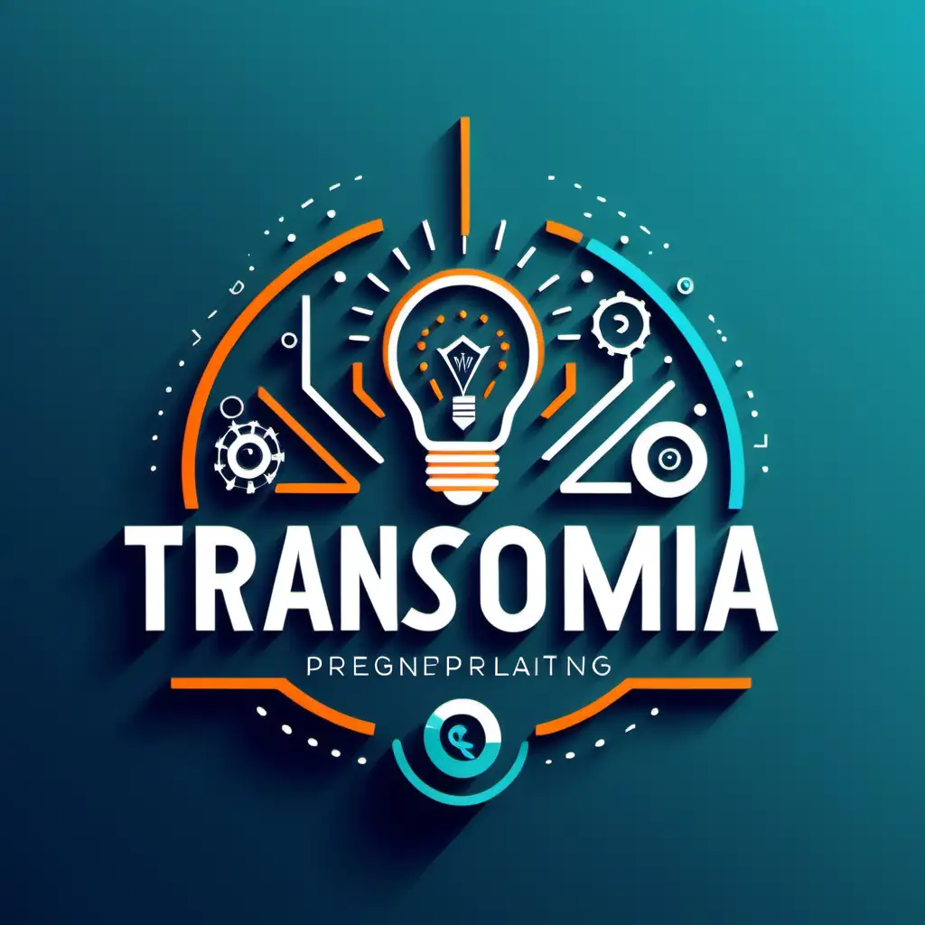 Create a logo for "Transforma Learning", an innovative eLearning platform focusing on the industrial sector. The logo should symbolize transformation, innovation, and the journey of learning. Incorporate elements that reflect a blend of technology and education, such as abstract representations of digital transformation (like circuit patterns or digital nodes) and traditional learning symbols (like an open book or a lightbulb). The design should convey a sense of progress and modernity, suitable for a professional educational context but with a creative and engaging twist. Colors should include shades of blue for technology and trust, green for growth and learning, and possibly accents of orange for creativity and enthusiasm. The typography should be modern, readable, and adaptable to various uses, from website headers to printed materials. Ensure the logo is versatile, easily recognizable, and scalable for different formats.