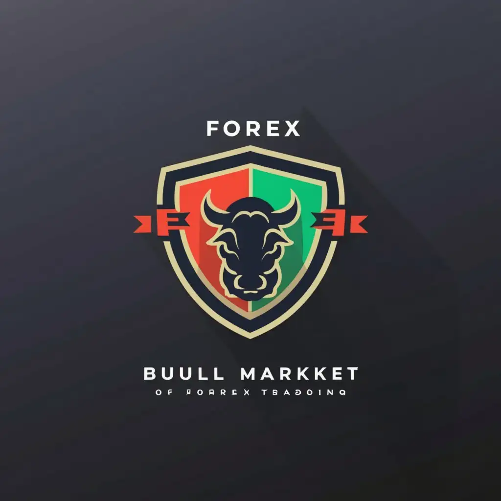 a logo design,with the text "Forex, bull market, bear market, candlesticks patterns, shield", main symbol:Shield, bull vs bear,Moderate,clear background