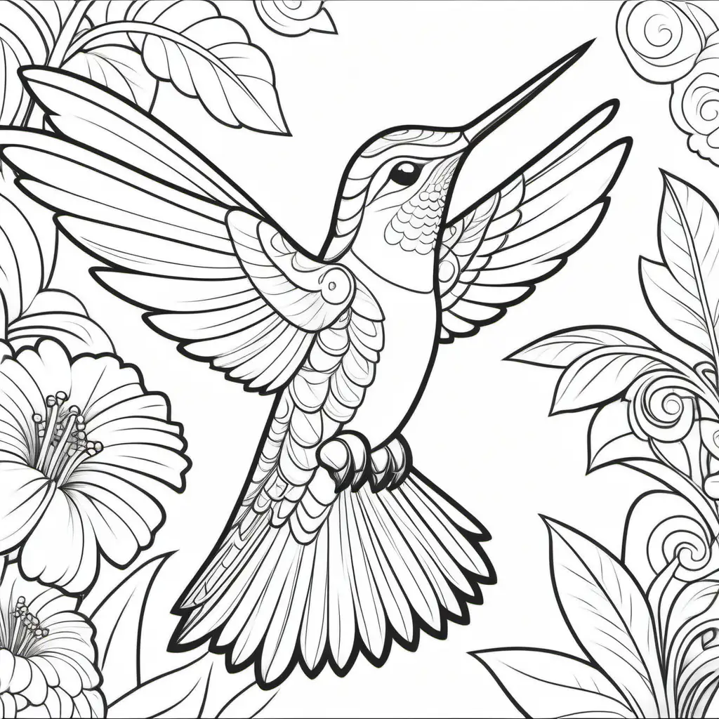 Hummingbird Coloring Page Cartoon Style for Kids 812