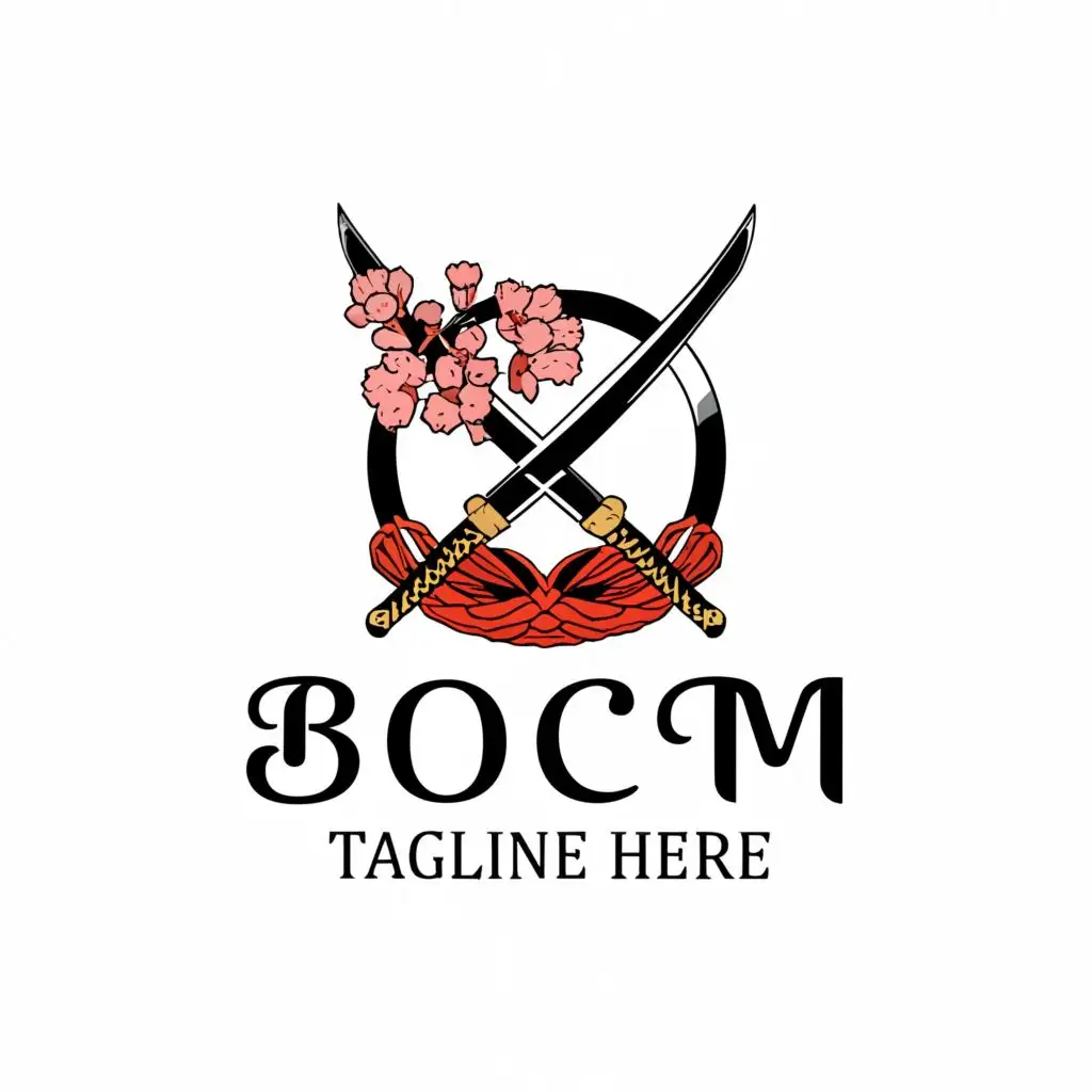 a logo design,with the text 'Yami', main symbol:Katana sword with cherry blossom on it and make the katana the centre of attention and under the logo the name Buchi and less diversity of colors,complex,be used in Restaurant industry,clear background