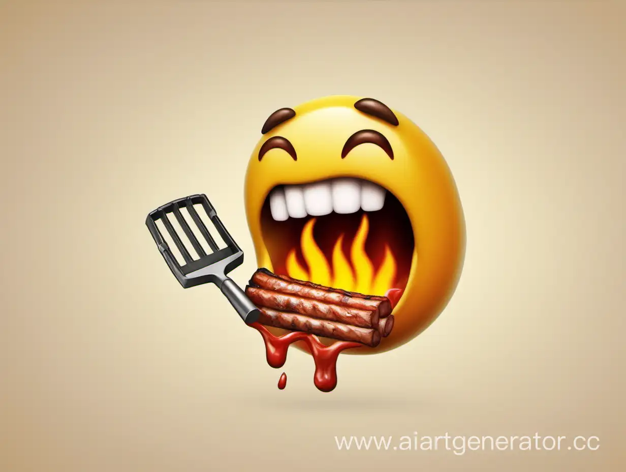 emoji a barbecue in its mouth