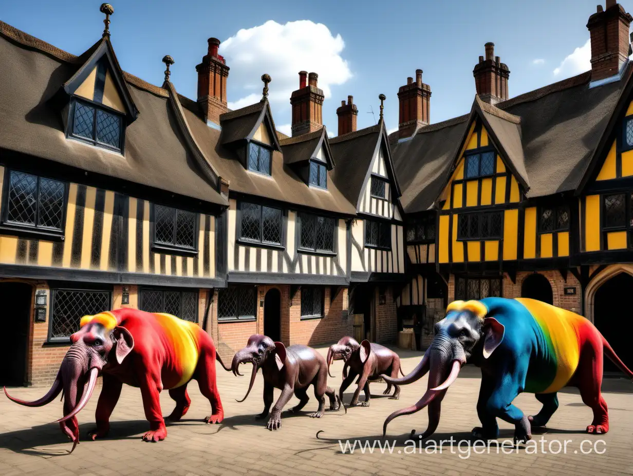 Spectacular-Battle-of-Multicolored-Hybrid-Beasts-in-a-Tudor-Village