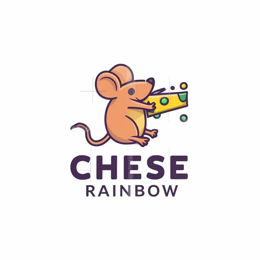 LOGO-Design-For-Cheese-Rainbow-Minimalist-Mouse-and-Cheese-Symbol-on-Clear-Background