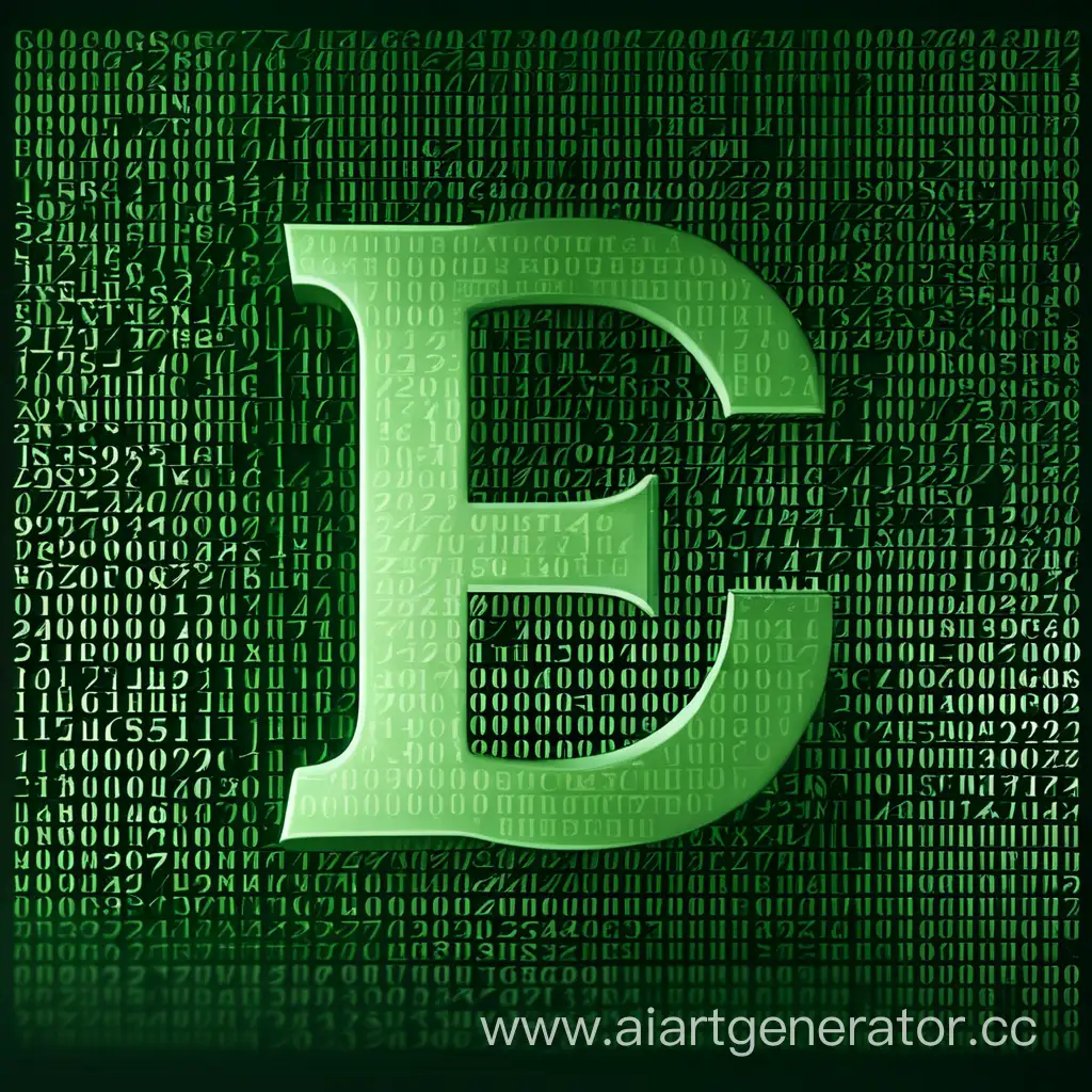 the letter E which inside consists of the numbers 0 and 1 in the style of the movie The Matrix