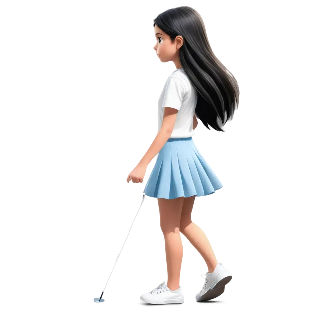 Realistic-Cartoon-PNG-Image-of-a-12YearOld-Girl-Walking-Away-with-Expressions-of-Fear-or-Upset