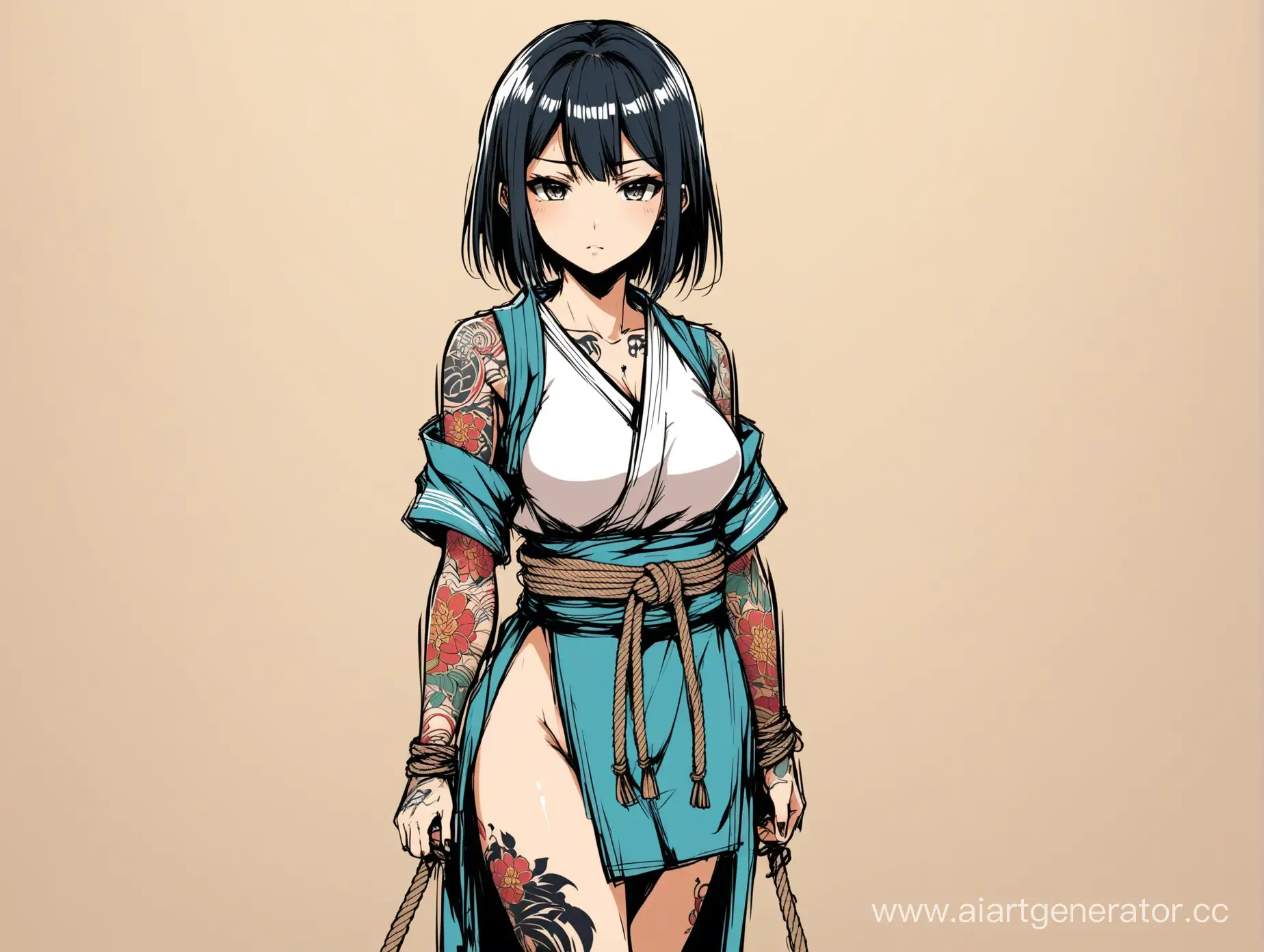 Anime-Style-Illustration-Japanese-Girl-with-Tattoo-and-Ropes-in-4K-Detail
