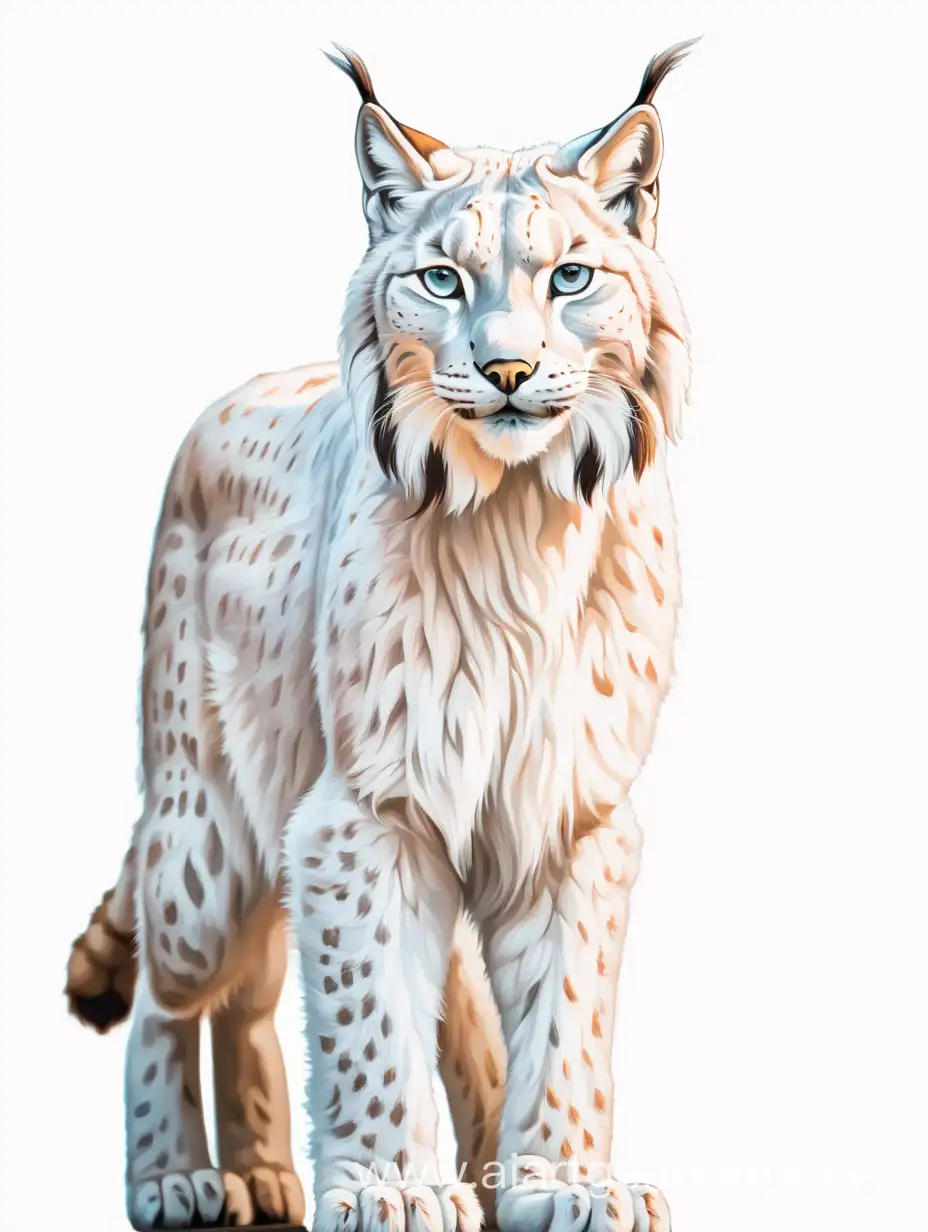 Elegant-White-Lynx-Pose-on-Clean-White-Background