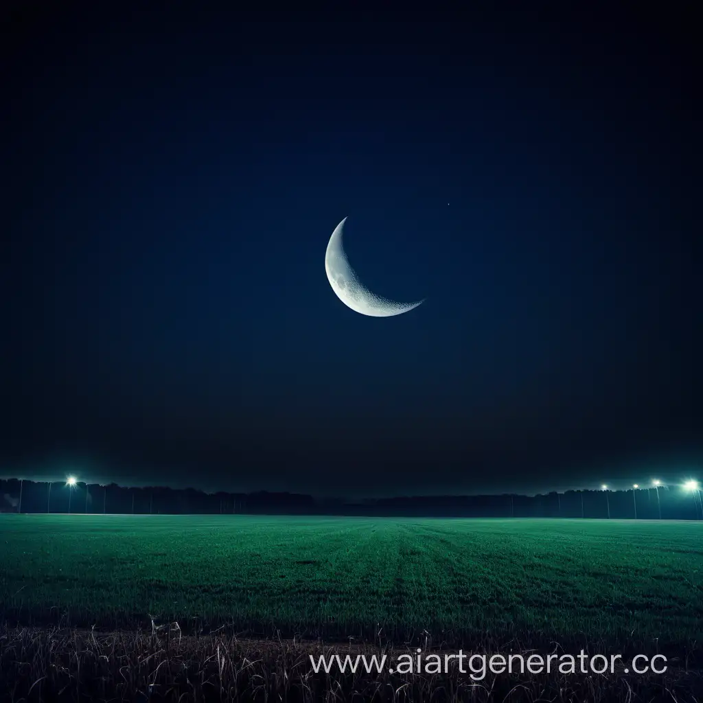 Serene-Night-Landscape-with-Crescent-Moon-over-Field