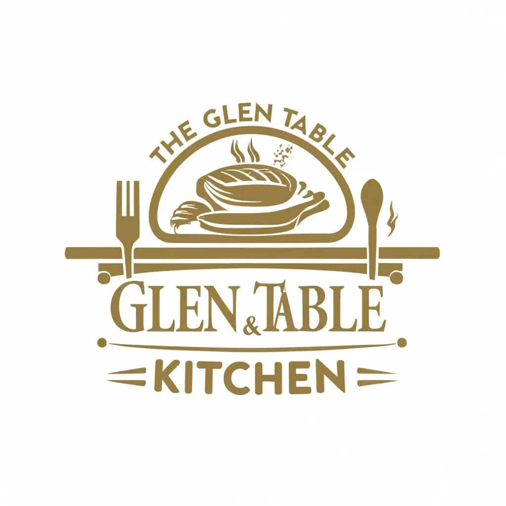 LOGO-Design-for-The-Glen-Table-Kitchen-Rustic-Elegance-with-Grilled-Proteins-and-Seafood-Theme-in-Gold-and-White