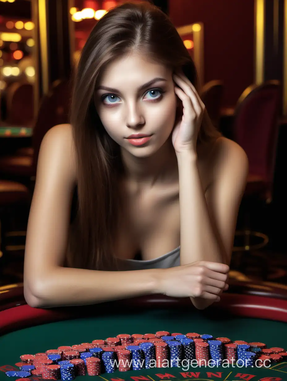 девушка рекламирует онлайн казино, максимальная реалистичность