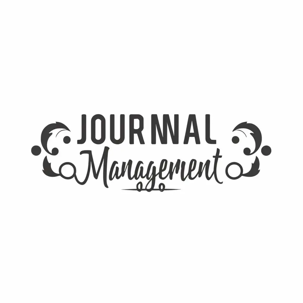 logo, black and white, minimalist, with the text "Journal Management", typography, be used in Nonprofit industry