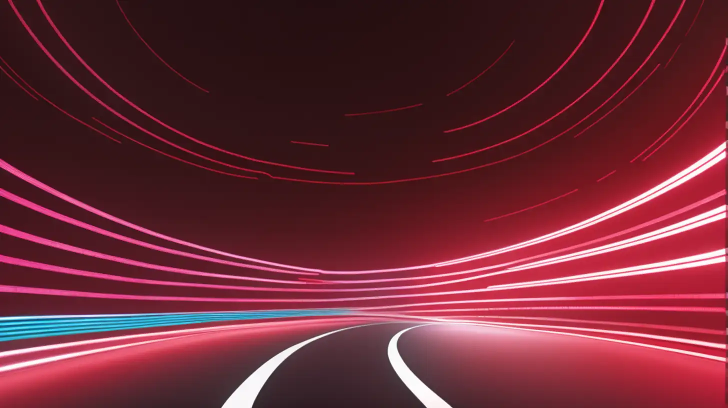 Majestic Expressway Vibrant Red Curves with Circular Light Source Graphics