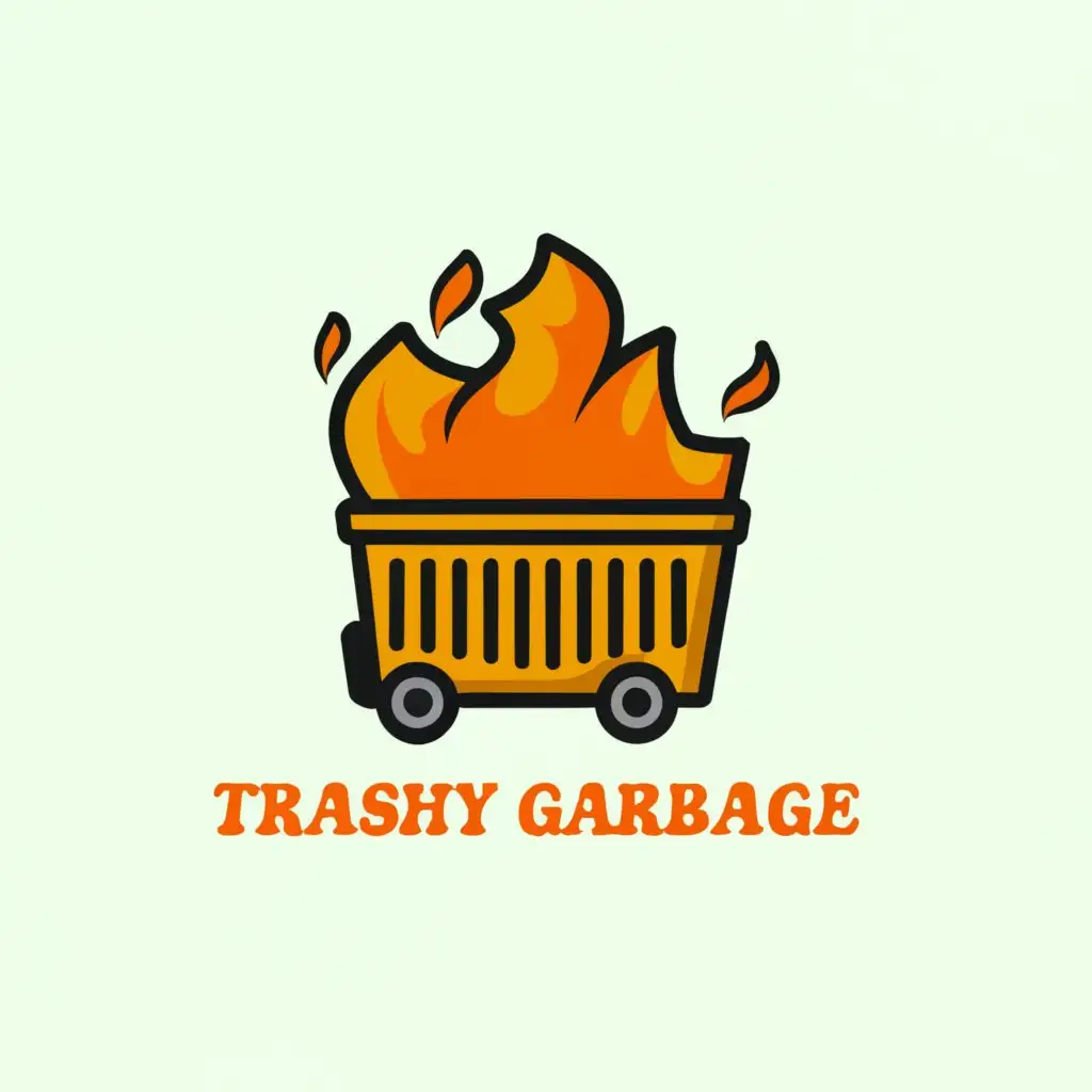 a logo design,with the text "TrashyGarbage", main symbol:A dumpster on fire,Moderate,be used in Retail industry,clear background