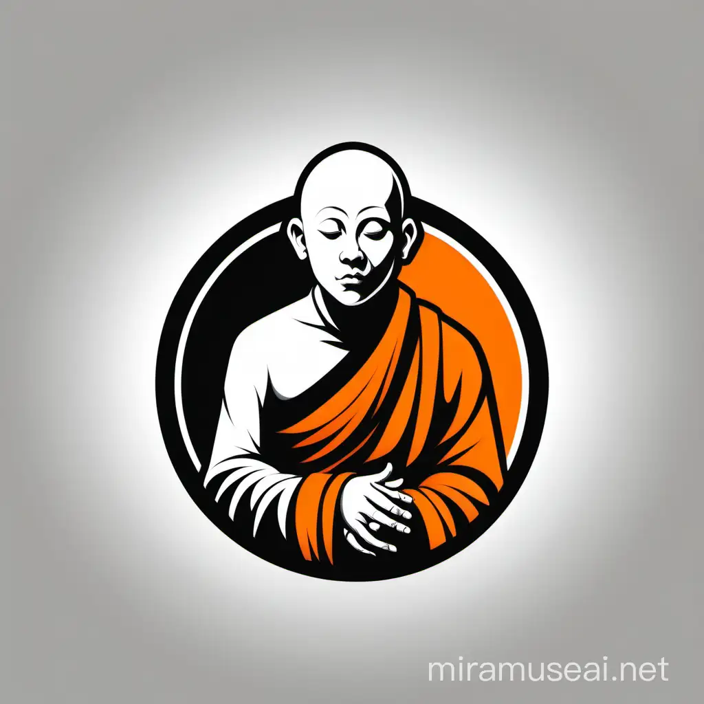 Monk Logo in Harmonious Black White and Orange Tones
