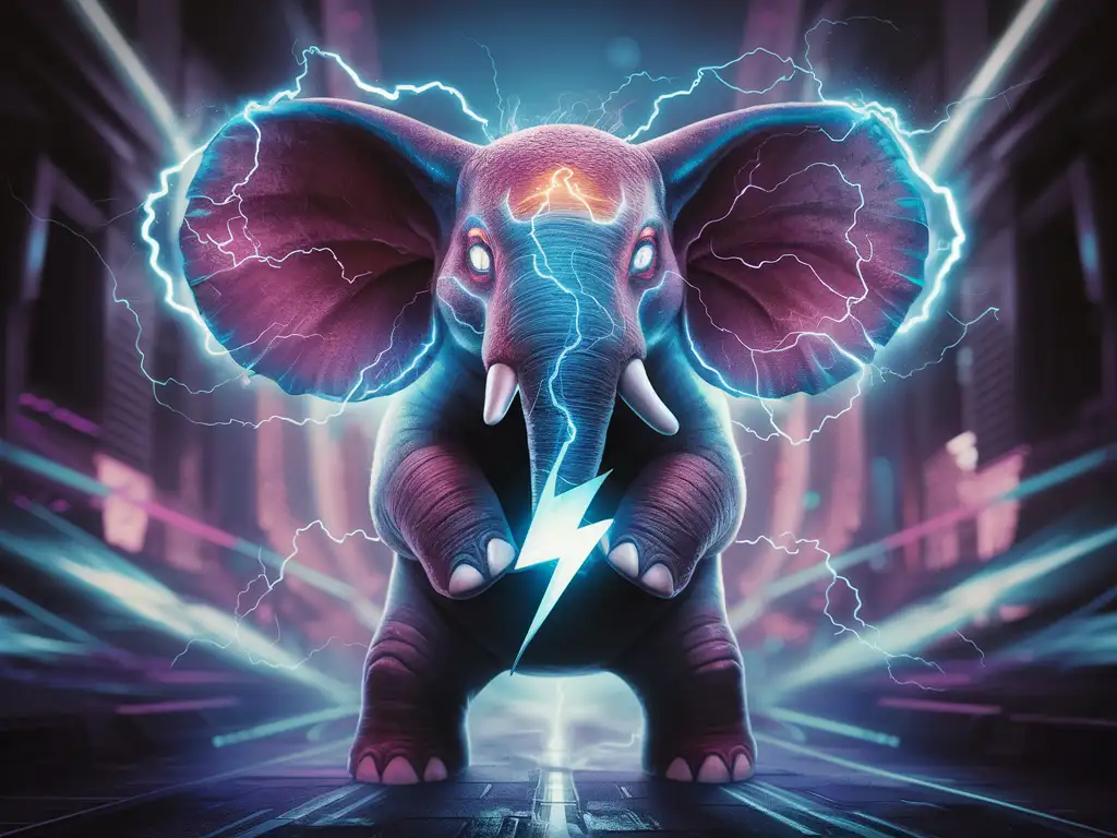 Glowing-Electric-Elephant-Illuminated-in-Nighttime-Fantasy-Scene