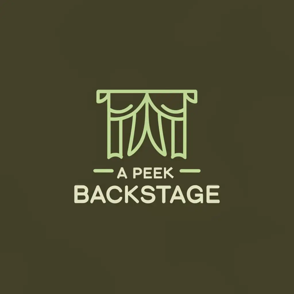a logo design,with the text "A Peek Backstage", main symbol:green theatre curtains,Minimalistic,be used in Entertainment industry,clear background