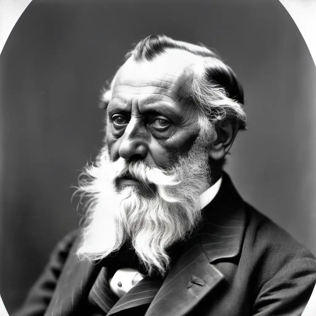 A head and shoulders portrait from around 1900 portraying an older man, born in Funchal, in the island of Madeira, long beard, former deputy director, president of several General Assemblies. He passed away when much was still expected from his acknowledged qualities