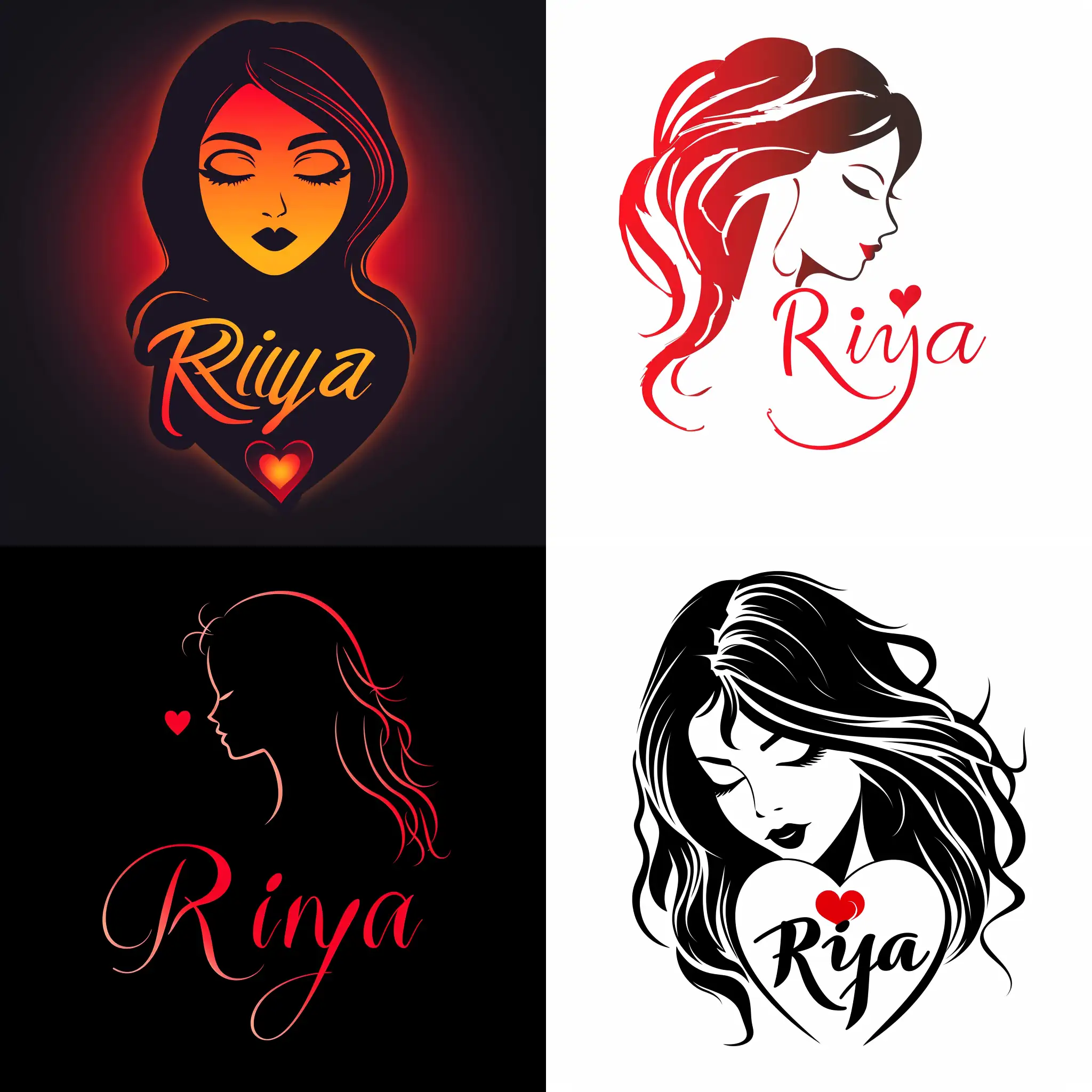 make a beautifull logo for name "  Riya " angle girl , added heart shape in logo