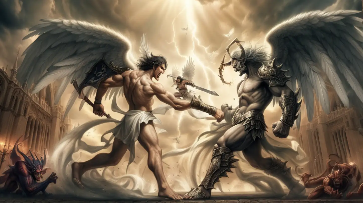 Epic Clash Angels and Demons Battle in the Realm of Power