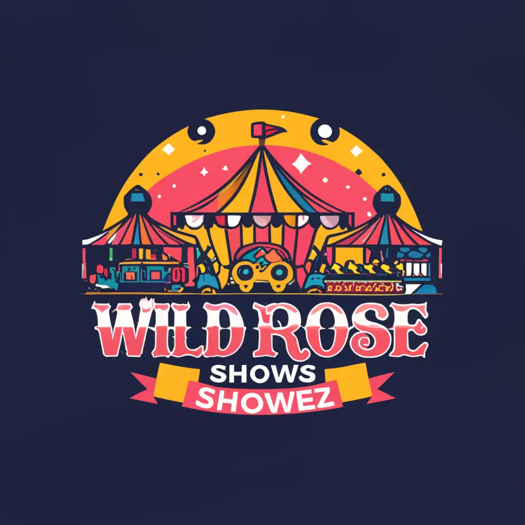 LOGO-Design-For-Wild-Rose-Shows-CarnivalThemed-Sticker-with-Amusement-Rides