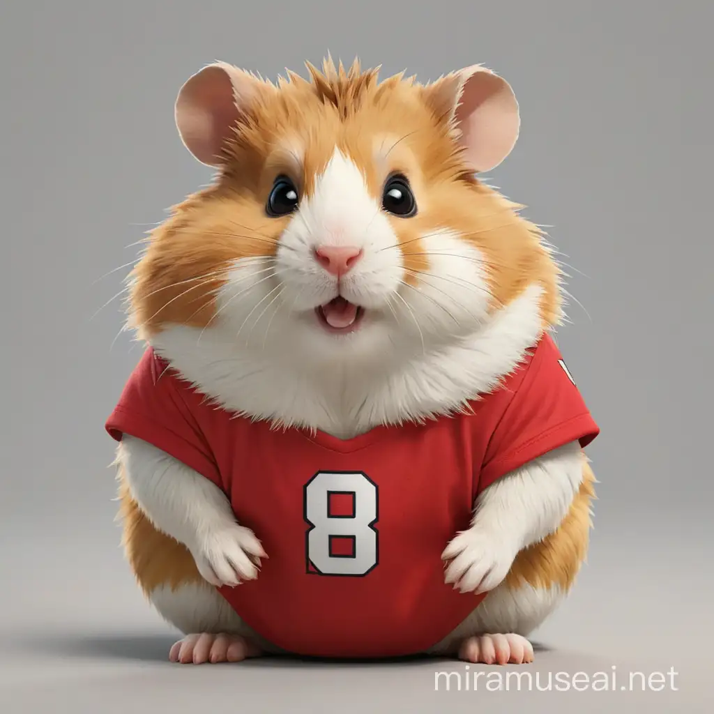Adorable Hamster in Red NFL TShirt Playing Football