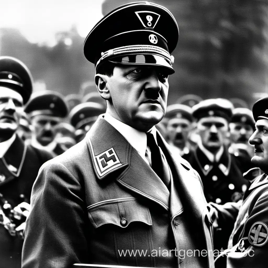 Адольф Гитлер в нацисткой фуражке говорит немецкому народу