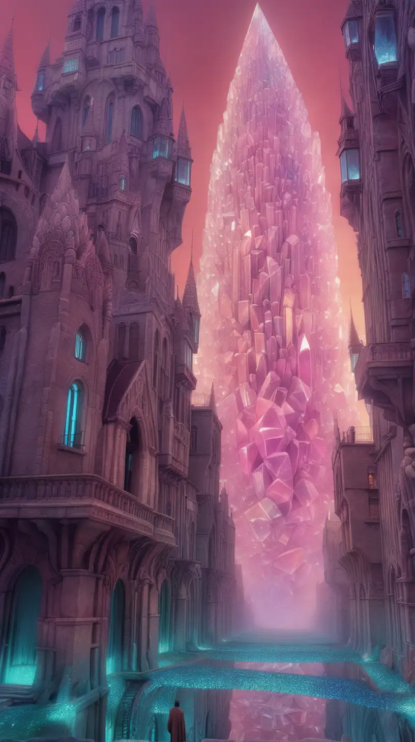 Surreal City of Crystals Unreal Engine 3D Concept Art Inspired by Zdzisaw Beksiski