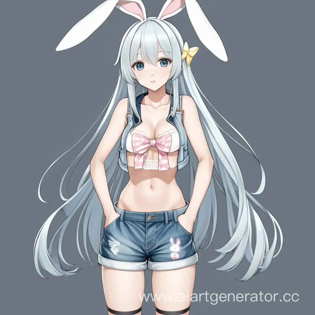Cute-Anime-Girl-with-Bunny-Ears-and-Long-Hair-in-Shorts-on-Siligere